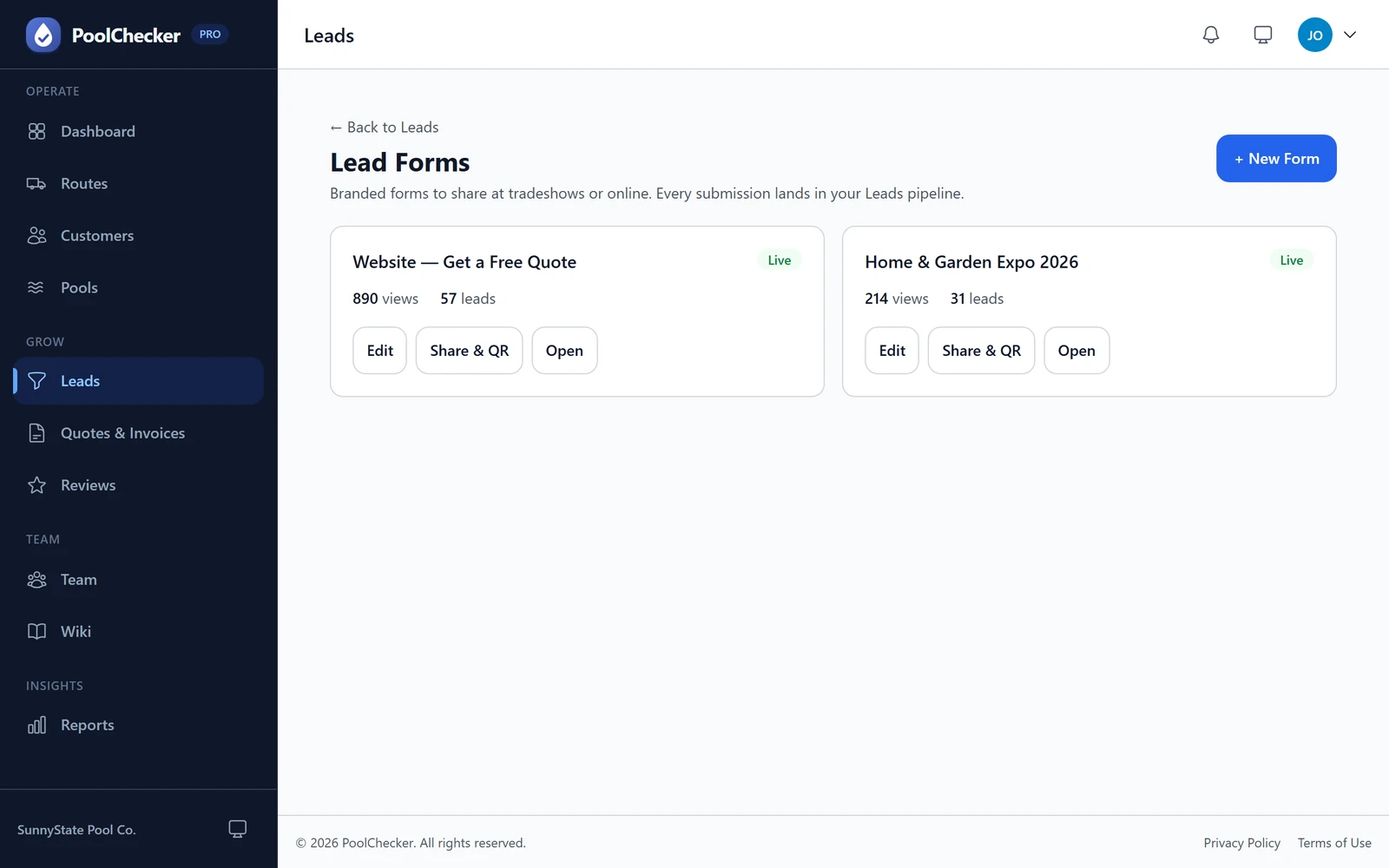Hosted lead-capture forms with QR codes