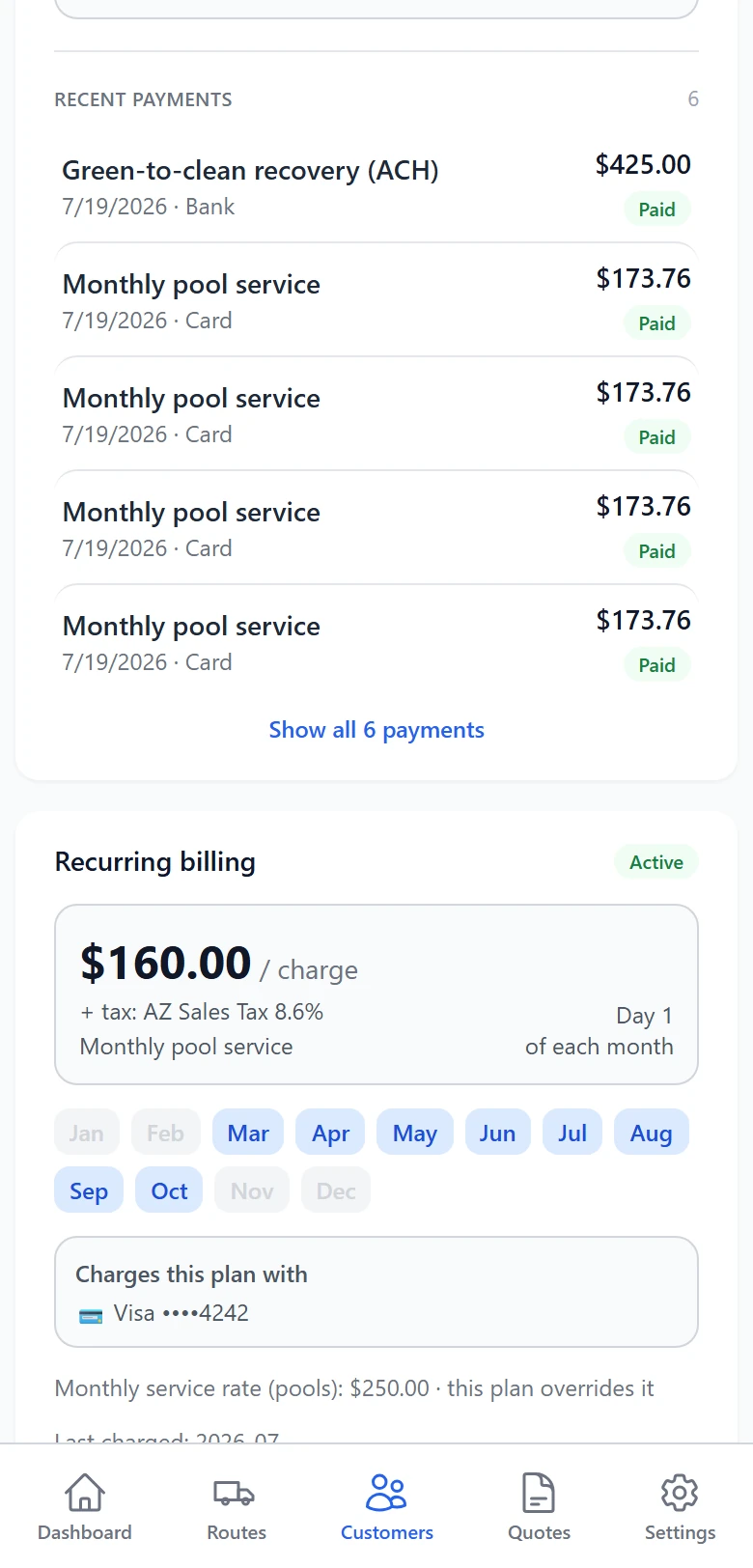 Month-picked recurring billing